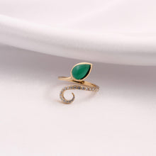 Load image into Gallery viewer, Serpent Ring with Cabochon Emerald