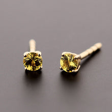 Load image into Gallery viewer, Zaina 4mm Yellow Sapphire Stud Earrings