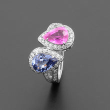 Load image into Gallery viewer, You and Me Ring with Pink and Blue Sapphires
