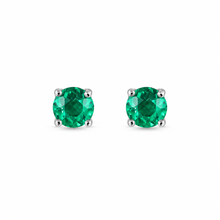 Load image into Gallery viewer, Zaina 4mm Emerald Stud Earrings in White Gold
