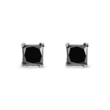 Load image into Gallery viewer, Black Diamond Princess-Cut Stud Earrings
