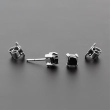 Load image into Gallery viewer, Black Diamond Princess-Cut Stud Earrings
