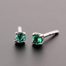 Load image into Gallery viewer, Zaina 4mm Emerald Stud Earrings in White Gold
