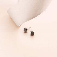 Load image into Gallery viewer, Black Diamond Princess-Cut Stud Earrings
