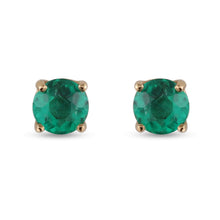 Load image into Gallery viewer, Zaina 4mm Emerald Stud Earrings in Yellow Gold
