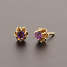 Load image into Gallery viewer, Amethyst Flower Earrings
