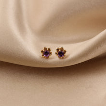Load image into Gallery viewer, Amethyst Flower Earrings
